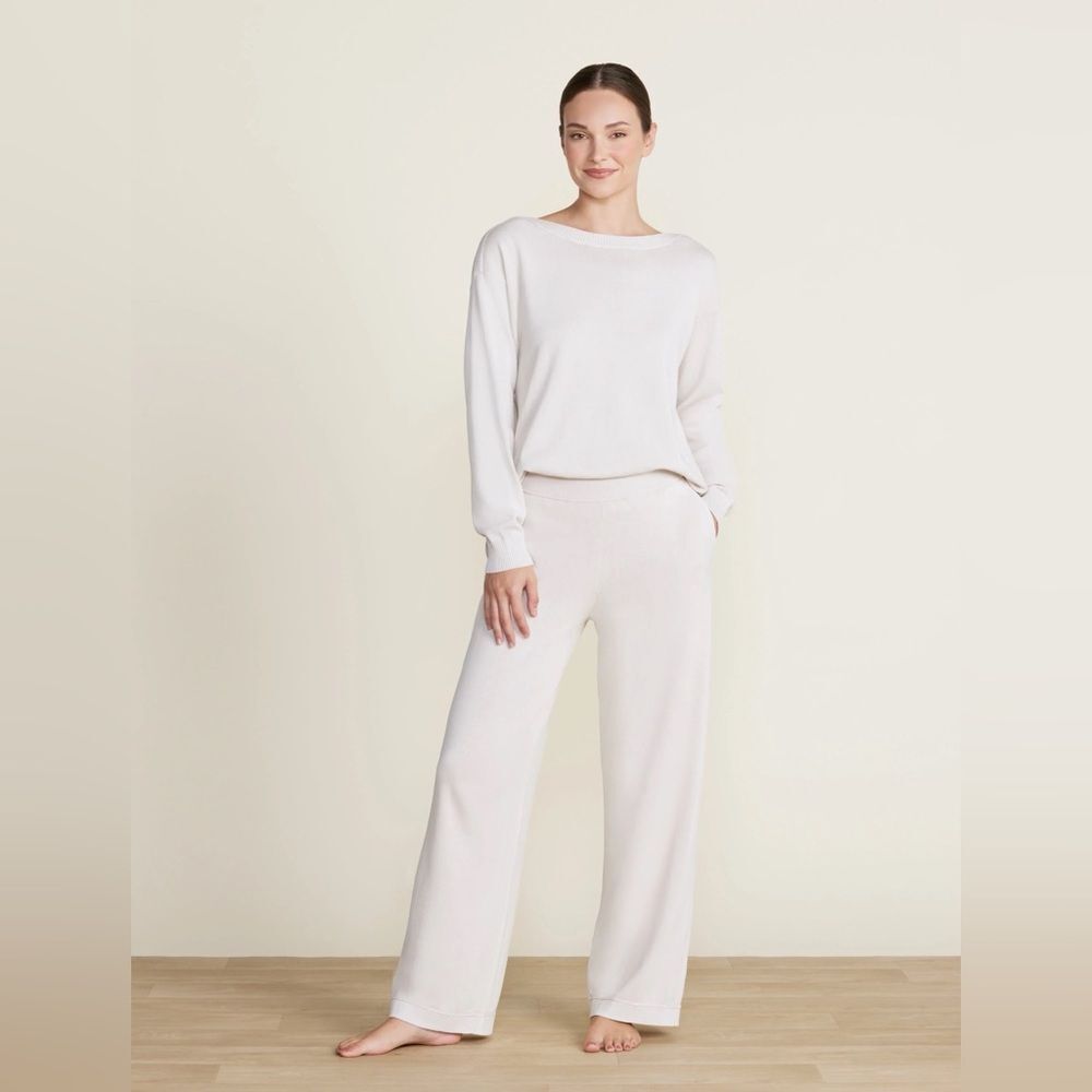 NWT Barefoot Dreams Sunbleached Seamed Knit Pant in Sand Dune